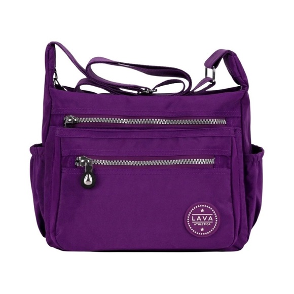 LAVA • Waterproof Nylon Purple Crossbody Shoulder Bag Handbag - Picture 1 of 8
